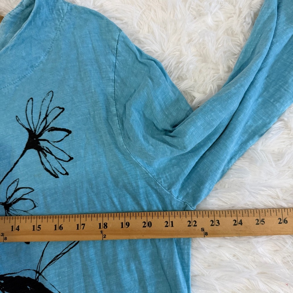 Jess & Jane Womens Mineral Washed Slub Tunic Top Size XL Teal 3/4 Sleeve Artsy - Picture 7 of 10